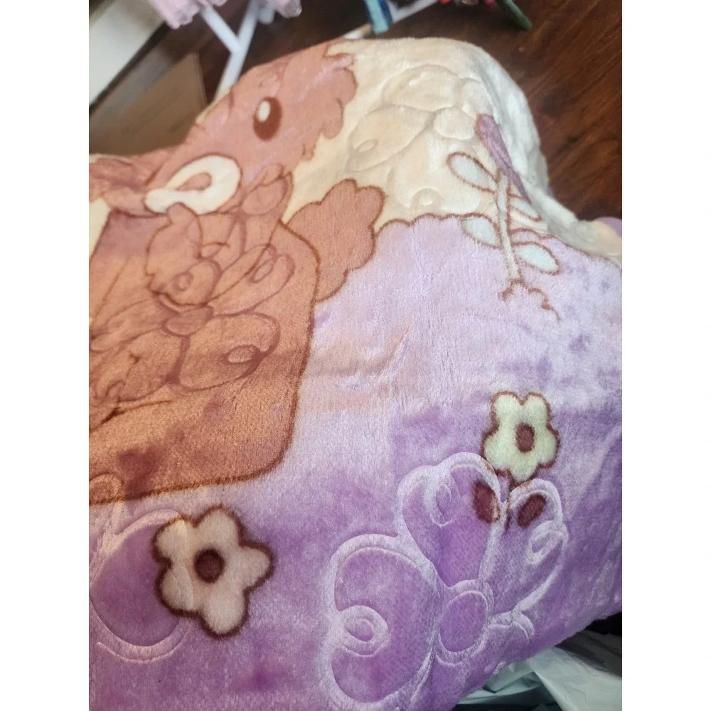 YOYO Super Soft Baby Blanket 39x55 Embossed Bear Bunny Purple Pink New